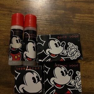 Mickey mouse resort 1955 set of bar soap, facial soap, shower cap and hair stuff